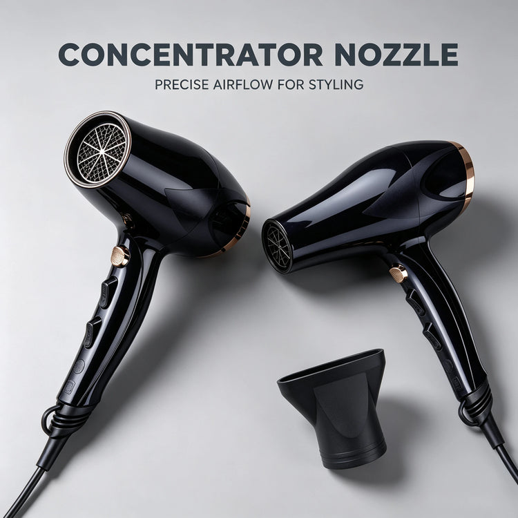 Professional Negative Ions Hair Dryer 2200W 100‑240V Multi Speed Temperature Control Blow Dryer With Concentrator Nozzle For Salon Home Use