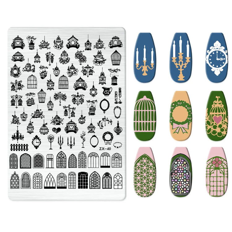 Flowers Love Nail Stamping Newspaper Splice Theme Irregular Stamping Plates Letter Nail Art Printing Stencil Tool Big Size Tools