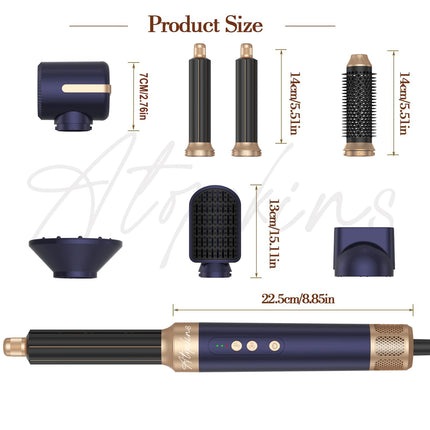 ATOPSKINS 626-1 Hair Dryer Brush 7 in 1, Air Styler Set with Curling Iron, Round Brush, Straightener For Women Curling Iron Hot Air Styling Brush Set