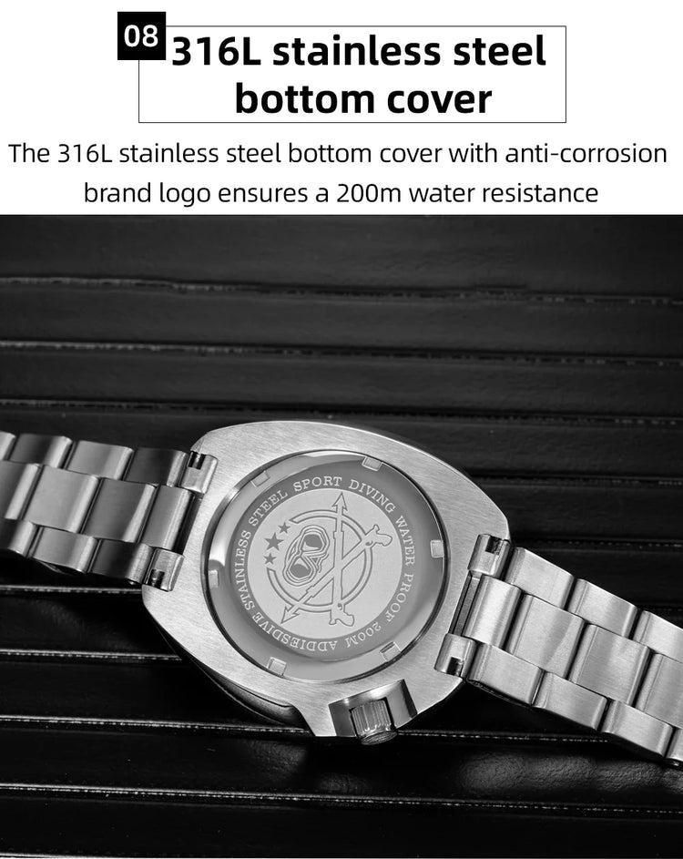 ADDIESDIVE Japan2115 New Men Watch Sapphire Glass BWG9 Ultra-Bright Luminous 200m Waterproof Wristwatch Luxury Quartz Watches