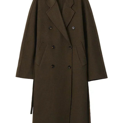CHIC VEN Women Long Double-sided Woolen Coats Retro Loose Female Overcoat Double Breasted Ladies Windbreak Autumn Winter 2026