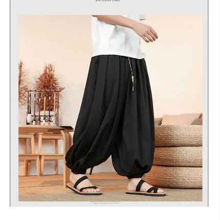 Pantaloni Estivi da Uomo in Seta Ghiaccio Sottile Traspirante, Pantaloni alla Moda a Lanterna, Casual, Comodi, a Gamba Larga, Taglie Forti fino alla 8XL