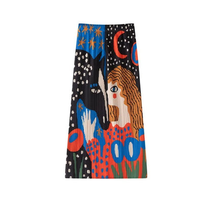 Gonna Plissettata Originale Miyake con Elastico in Vita, Design Plissettato Stampato, Moda Donna Estate 2026, Nuova Gonna a Metà Coscia Casual con Pieghe