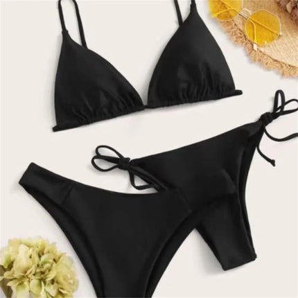 Bikini nero Costume da bagno estremo Triangolo Costumi da bagno sexy String 3 pezzi Bikini Set Costume da bagno donna Beach Tangas Biquinis Feminino platinumshop