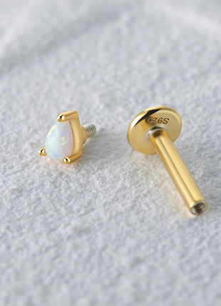 CANNER 1PC 925 Sterling Silver Exquisite Crown Opal Piercing Earring for Women Ear Studs Cartilage Earring Body Jewelry Gift PlatiNum