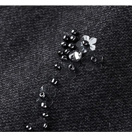 SENTUBILA Women's Straight Skirt 2025 Office Lady Wool Blend Sequin Beading Mid Length Skirt Winter Clothing for Women 154QF6318 PlatiNum