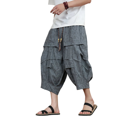 Pantaloncini Estivi da Uomo Taglie Forti in Cotone Comodi Stile Cinese Vintage Moda Casual Sportivi a Lanterna Taglie Grandi fino alla 8XL
