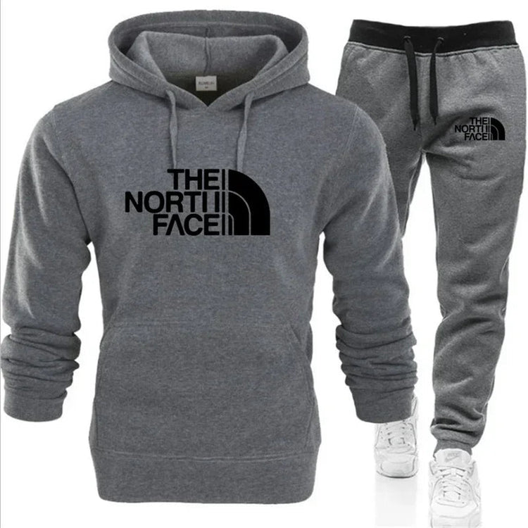 2025 Men's Autumn/Winter Fashion Printed Casual Two Piece Hooded Sports Shirt and Pocket Pants Regular Fit Outdoor Sports Set PlatiNum