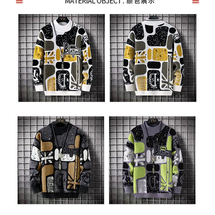 Men's fashion pullovers 2025 men winter Sweaters mens warm sweater O-neck custom pattern men sweaters autumn men size M-3XL