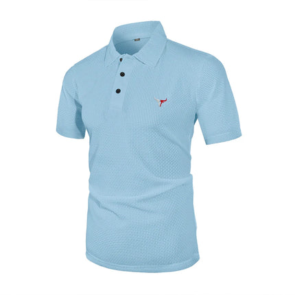 Men's Short Sleeve Summer T-Shirt with Ice Silk Lapel, Men's Top