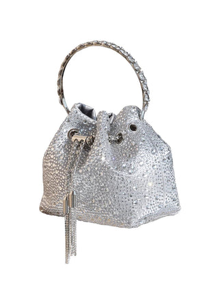 Handle Rhinestones Evening clutch Bag Purses and handbag luxury Designer shoulder bag Shiny Crystal Clutch purse bucket bag PlatiNum