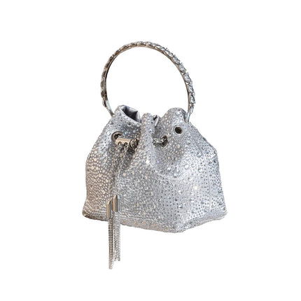 Handle Rhinestones Evening clutch Bag Purses and handbag luxury Designer shoulder bag Shiny Crystal Clutch purse bucket bag PlatiNum
