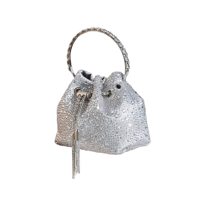 Handle Rhinestones Evening clutch Bag Purses and handbag luxury Designer shoulder bag Shiny Crystal Clutch purse bucket bag PlatiNum