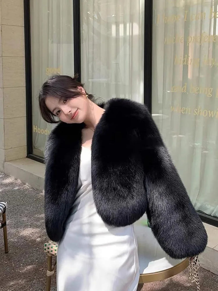 ZADORIN Thick Warm Winter Fur Coats Woman Luxury Fluffy Black Faux Fur Coat Woman Clothing Fox Fur Faux Coat Short Furry Jacket