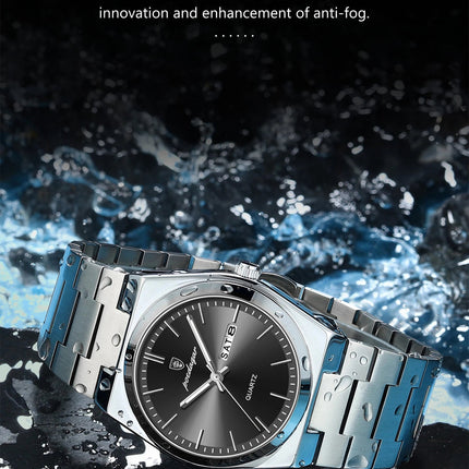 POEDAGAR Orologio da polso al quarzo da uomo di lusso Impermeabile luminoso Data Settimana Orologio da uomo Orologi da uomo d'affari in acciaio inossidabile platinumshop