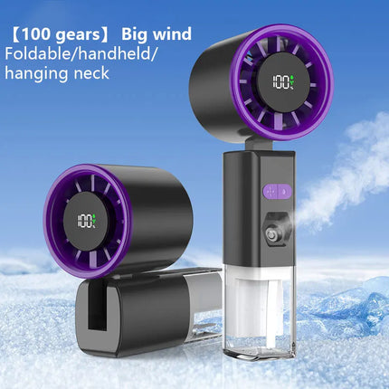 Ventilatore Portatile a Spruzzo con Vento Forte e Nebulizzatore d'Acqua, Ventilatore Portatile Silenzioso con Nebulizzazione, Ventilatore Pieghevole Ricaricabile USB di Piccole Dimensioni