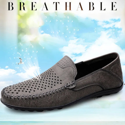 Scarpe da uomo Casual in pelle scavano mocassini da uomo traspiranti Slip on scarpe da guida mocassini da uomo italiani di lusso Plus Size 38-47