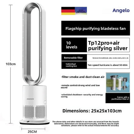 Ventilatore a Torre Senza Pale Angelo Tedesco 220V, Purificatore d'Aria e Riscaldatore 2 in 1 per Uso Domestico QDW