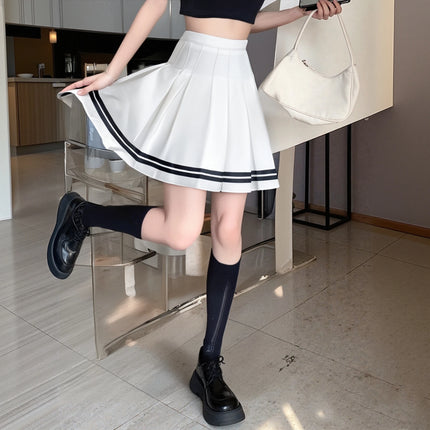 Mode im Preppy-Stil für Damen Faltenröcke 2025 Frühling Sommer neue A-Linie süßes kurzes Kleid Mädchen hoher Bund Patchwork-Rock Streetwear