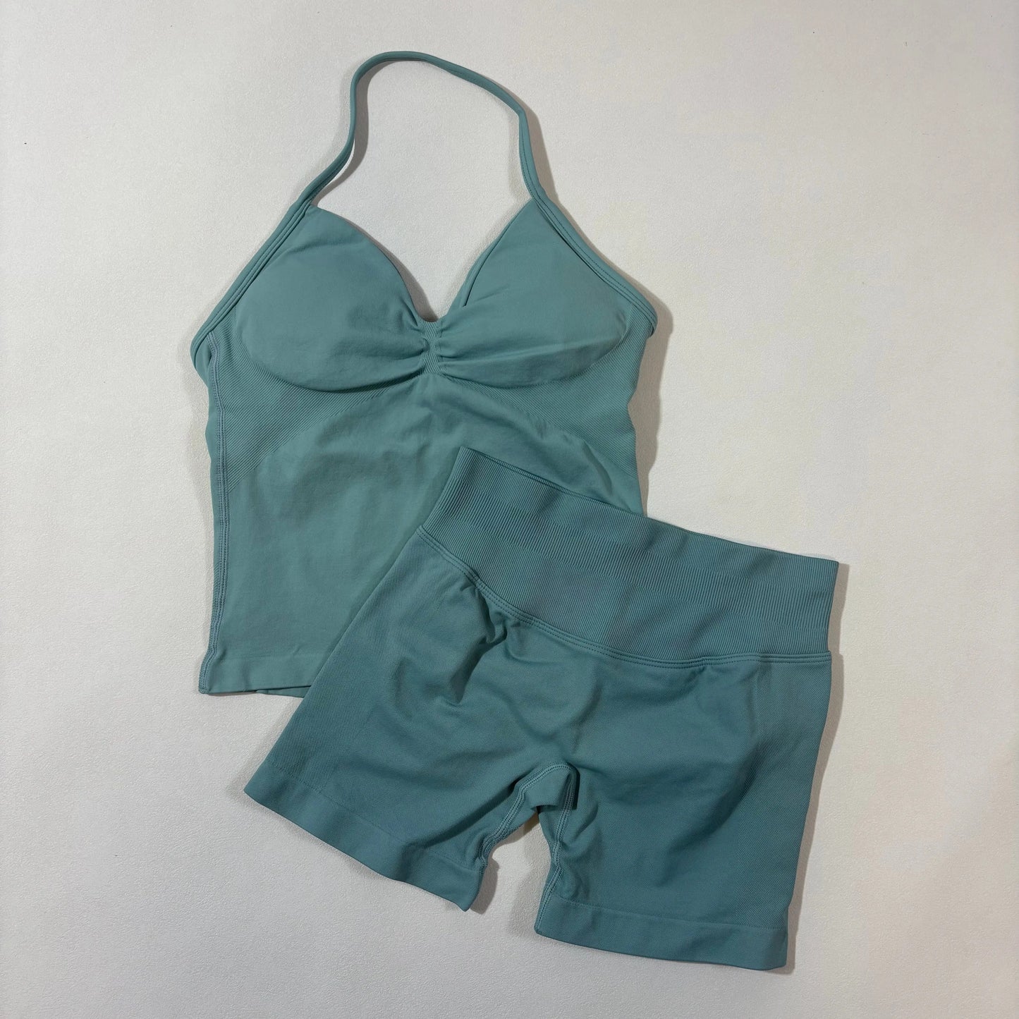 Yoga 2pcs Impact Gym Set Women Backless Tank Tops High Waist Scrunch Seamless Shorts Fitness Clothes Activewear Workout Sets