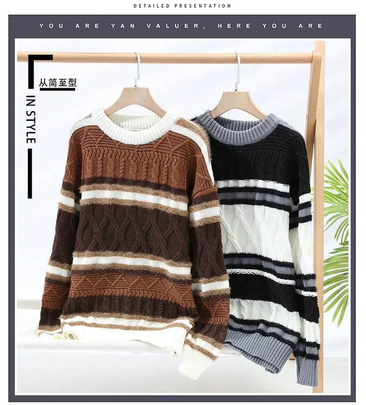 2024 winter new arrival korean style thicken mens warm sweater men fashion sweaters Men's wool pullovers male full size M-3XL