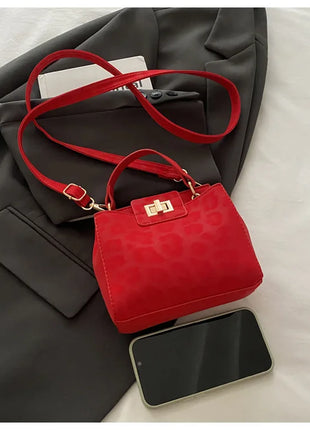 Elegante Mini Borsa a Tracolla con Manico Superiore, Chiusura Dorata, Versatile Borsa in Finta Pelle Scamosciata e Pelle per Uso Quotidiano Femminile