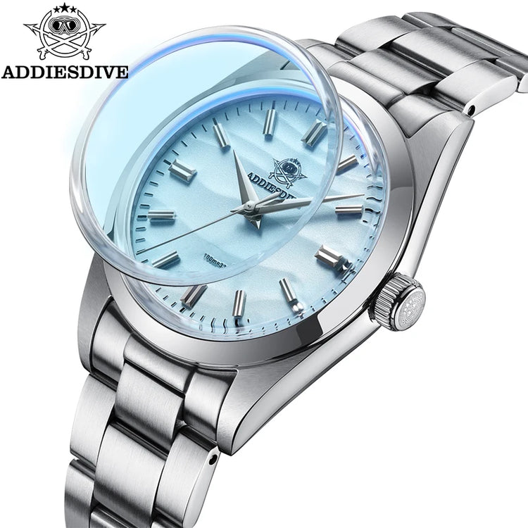ADDIESDIVE 36mm Men Watch Desert Dial Bubble Mirror Pot Cover Glass 10Bar Waterproof AD2030 Quartz Watch