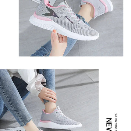 2025New Women's Trendy Sports Shoes Fashion Mesh Casual Shoes Lightweight Breathable Running Shoes PlatiNum