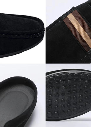 Muli da uomo scarpe Casual in pelle scamosciata leggera nuovi uomini pigro per il tempo libero mezze pantofole traspiranti Slip on scarpe da passeggio mocassino