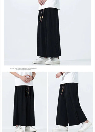 Pantaloni di lino in cotone Pantaloni da uomo comodi e traspiranti tinta unita casual Pantaloni larghi a gamba dritta in vita elastica Oversize M-5XL