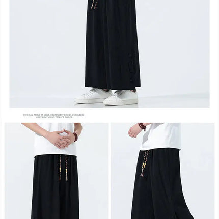 Pantaloni di lino in cotone Pantaloni da uomo comodi e traspiranti tinta unita casual Pantaloni larghi a gamba dritta in vita elastica Oversize M-5XL