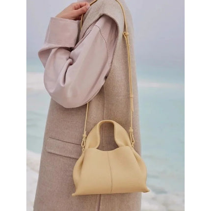 Borsa a Tracolla Cloud Dumpling da Donna, Borsa a Spalla Minimalista di Lusso in Vera Pelle Composita di Vacchetta, Piccola Dimensione