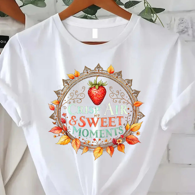 Comoda maglietta con stampa da donna T-shirt floreale Harvest the Moments |   Maglietta da donna ispirata all'autunno