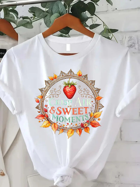 Comoda maglietta con stampa da donna T-shirt floreale Harvest the Moments |   Maglietta da donna ispirata all'autunno