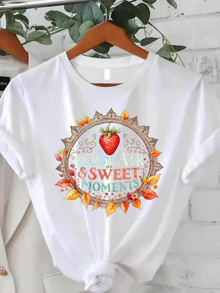 Comoda maglietta con stampa da donna T-shirt floreale Harvest the Moments |   Maglietta da donna ispirata all'autunno