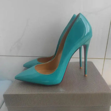 Taglie 48 Scarpe da donna stile classico in vernice con punta a punta Slip On 12 cm Scarpe con tacco alto da donna eleganti Décolleté a spillo semplici Nero Rosso Bianco