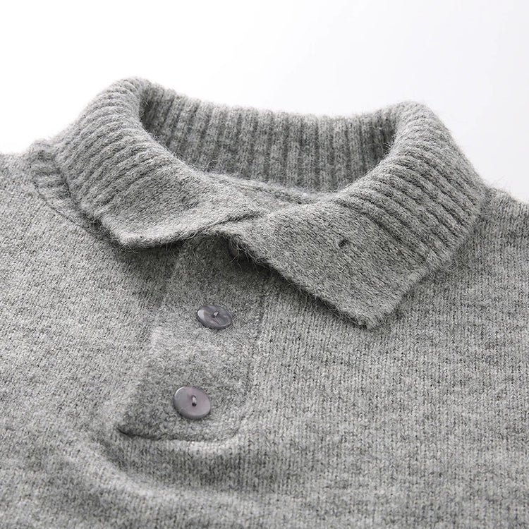 Turtleneck Long Sleeves Zipper lapel Pullover Sweater Men Spring Autumn Solid color Sweater Jumper Streetwear