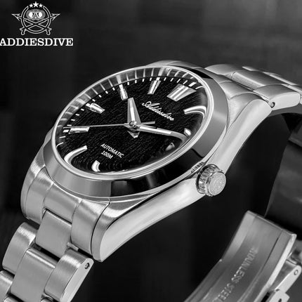 ADDIESDIVE Top Brand Automatic Watch For Men Sapphire Glass Unique Bark Texture Waterproof Luminous Mechanical Watch New AD2075