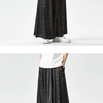 Pantaloni a gamba dritta Pantaloni a gamba larga floreali con superficie in raso retrò stile cinese Pantaloni casual larghi da uomo Comodi e traspiranti