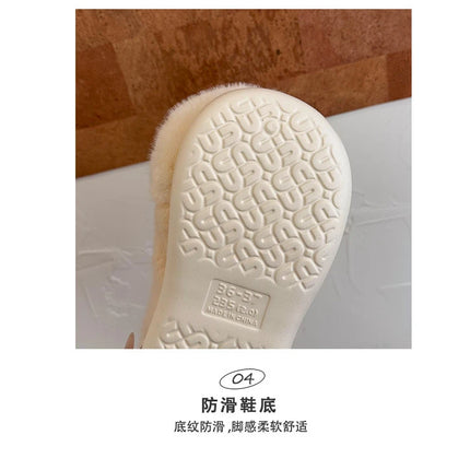 New Cute 3D Rabbit Furry Slippers Women Winter Warm Plush Closed Back House Shoes Non Slip Bunny Indoor Flip Flops Home Slipper