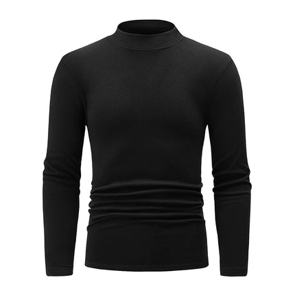 1/2piece Autumn And Winter Men's Semi High Neck Fashionable Base Long Sleeved Top Solid Color Casual Sports Fitness Warm T-shirt PlatiNum