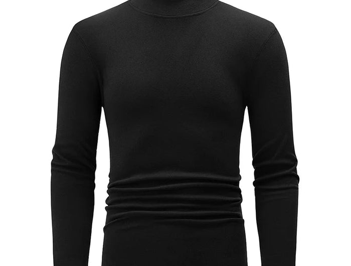1/2piece Autumn And Winter Men's Semi High Neck Fashionable Base Long Sleeved Top Solid Color Casual Sports Fitness Warm T-shirt PlatiNum