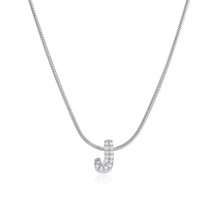 Fashion Tiny CZ Zircon Initial Alphabet Pendant Neckalce Gold Plated Stainless Steel A-Z Letter Necklaces Birthday Gifts Jewelry PlatiNum
