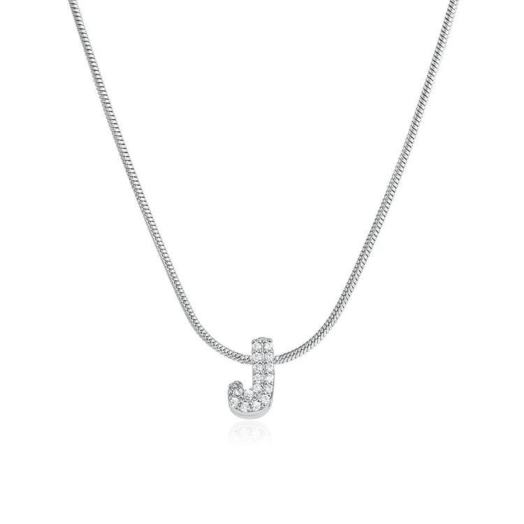 Fashion Tiny CZ Zircon Initial Alphabet Pendant Neckalce Gold Plated Stainless Steel A-Z Letter Necklaces Birthday Gifts Jewelry PlatiNum