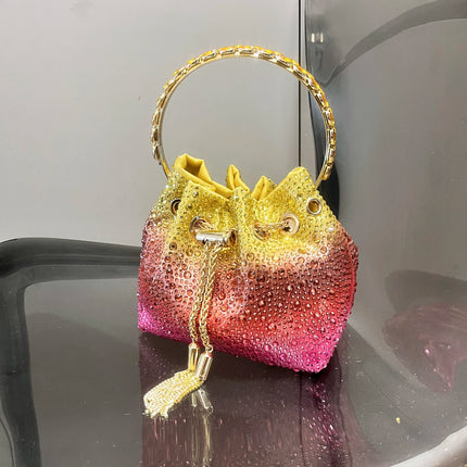 Handle Rhinestones Evening clutch Bag Purses and handbag luxury Designer shoulder bag Shiny Crystal Clutch purse bucket bag PlatiNum