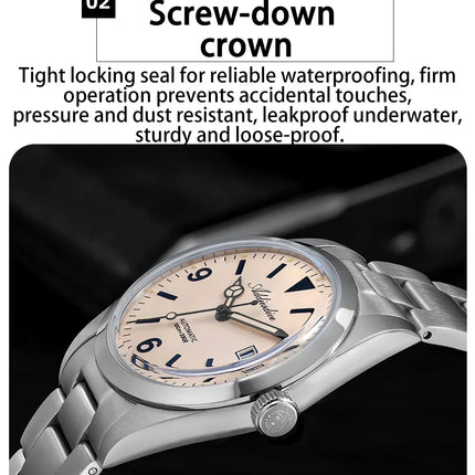 ADDIESDIVE AD2556 36mm Mechanical Automatic Watches Synthetic Sapphire Glass BGW9/C3 Super Luminous 100m Waterproof Men's Watch