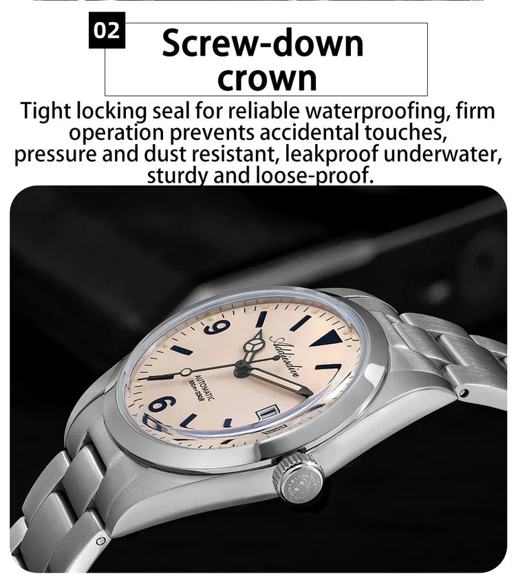 ADDIESDIVE AD2556 36mm Mechanical Automatic Watches Synthetic Sapphire Glass BGW9/C3 Super Luminous 100m Waterproof Men's Watch