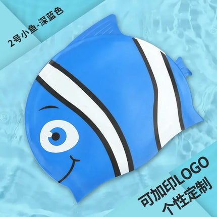 Cuffia da nuoto per bambini Cuffia da nuoto impermeabile per cartoni animati per ragazzi e ragazze Cuffia da nuoto universale in silicone morbido a forma di pesce