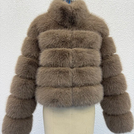 ZADORIN Elegant Stand Collar Long Sleeve Fluffy Faux Fur Coat Woman Clothing Thicken Faux Fur Jackets Winter Coats for Woman Top