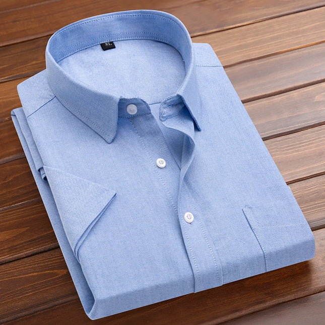 Herren-Kurzarmhemd Übergröße 5XL-M Sommer-Arbeitshemd mit Revers aus hochwertiger Baumwolle Neu, einfarbig, schlank, lässig, bügelfrei